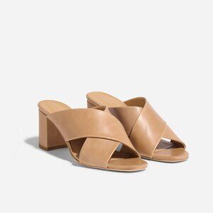 NWT Nisolo Carina Cross Strap Mule, Size 7.5, Almond